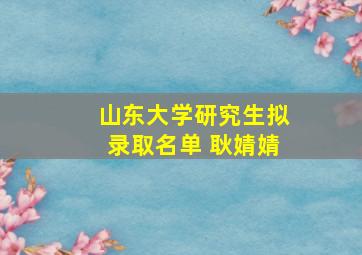 山东大学研究生拟录取名单 耿婧婧